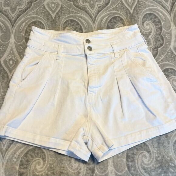 VERONICA BEARD Shorts JAYLEN White Denim Jean Women Pleated High Rise - Picture 6 of 9